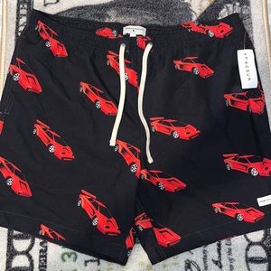 Red car swim trunk